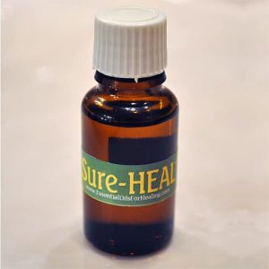 Bottle of SureHEAL™ essential oil blend for surgery incisions and wounds